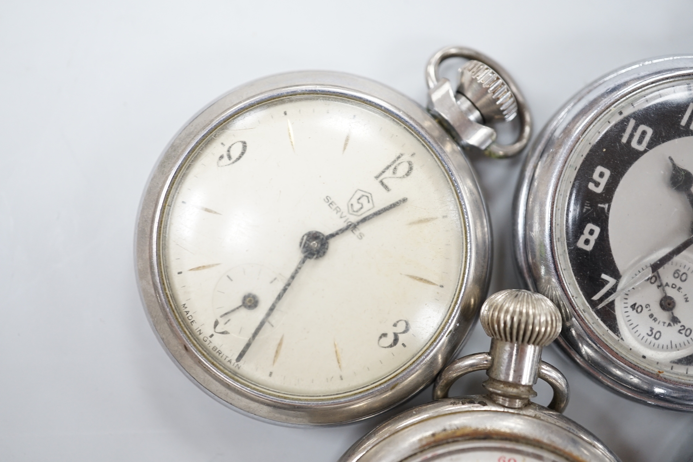 Ten assorted base metal pocket watches including Ingersoll Crown, Sekonda and Smiths.